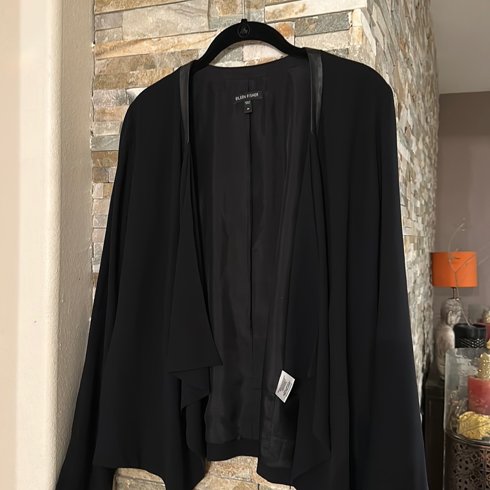 COPY - Eileen Fisher leather trim jacket blazer